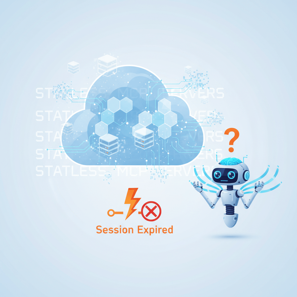 An image of a confused AI bot with a cloud and error state which says session errored. Agent does not know what is happening as it has lost its state.